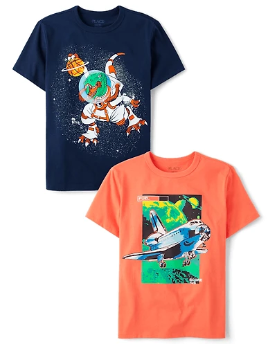 Boys Space Dino Graphic Tee 2-Pack