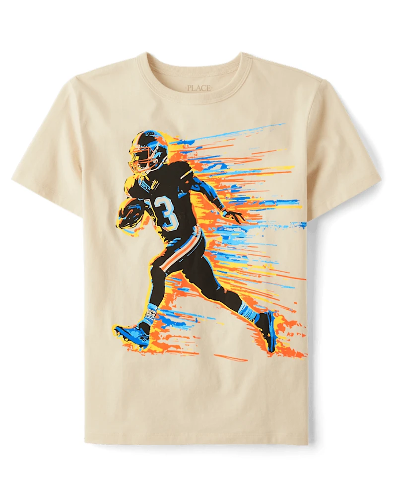 Boys Football Player Graphic Tee