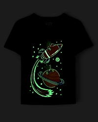 Baby And Toddler Boys Glow Space Alien Graphic Tee