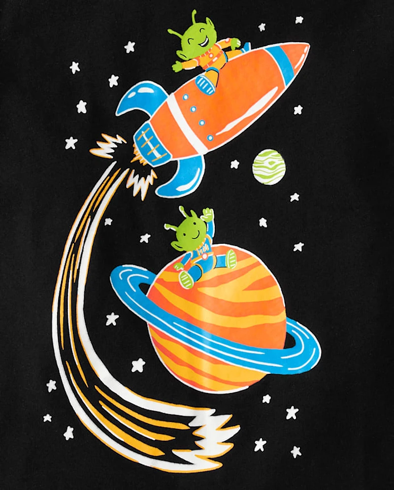 Baby And Toddler Boys Glow Space Alien Graphic Tee