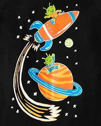 Baby And Toddler Boys Glow Space Alien Graphic Tee