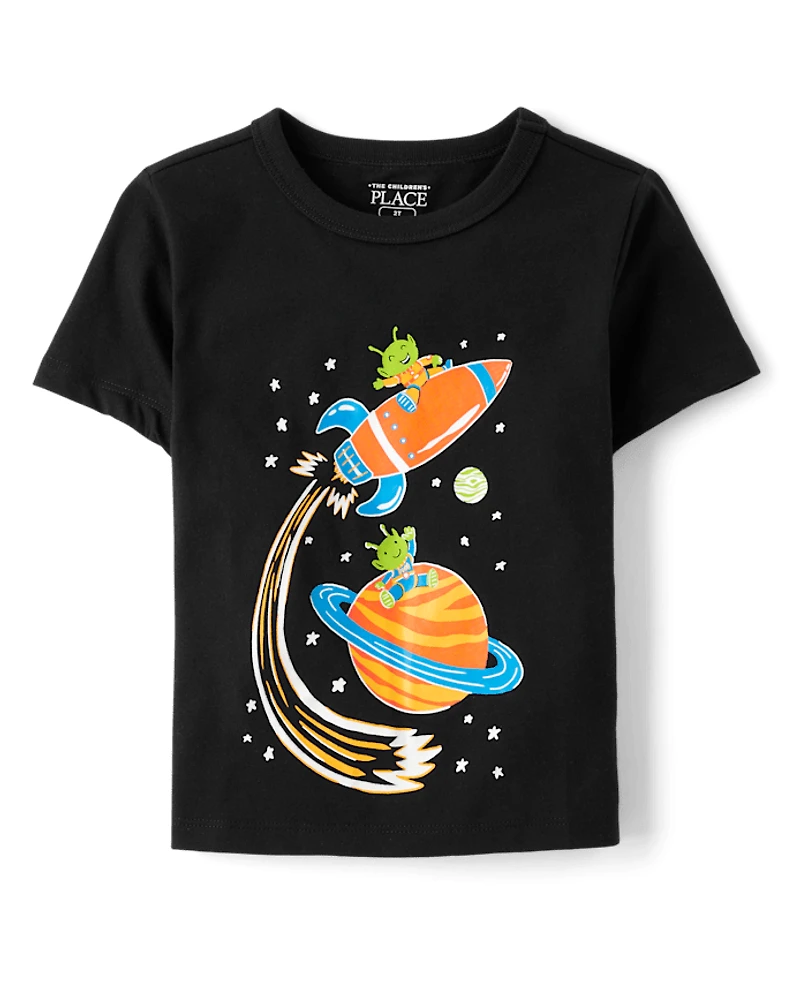 Baby And Toddler Boys Glow Space Alien Graphic Tee