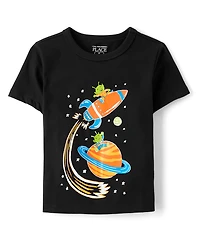 Baby And Toddler Boys Glow Space Alien Graphic Tee