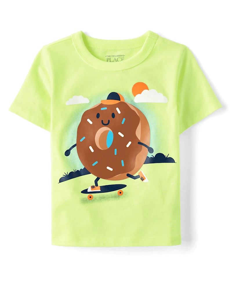 Baby And Toddler Boys Doughnut Skateboard Graphic Tee