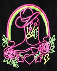 Girls Cowgirl Boot Graphic Tee