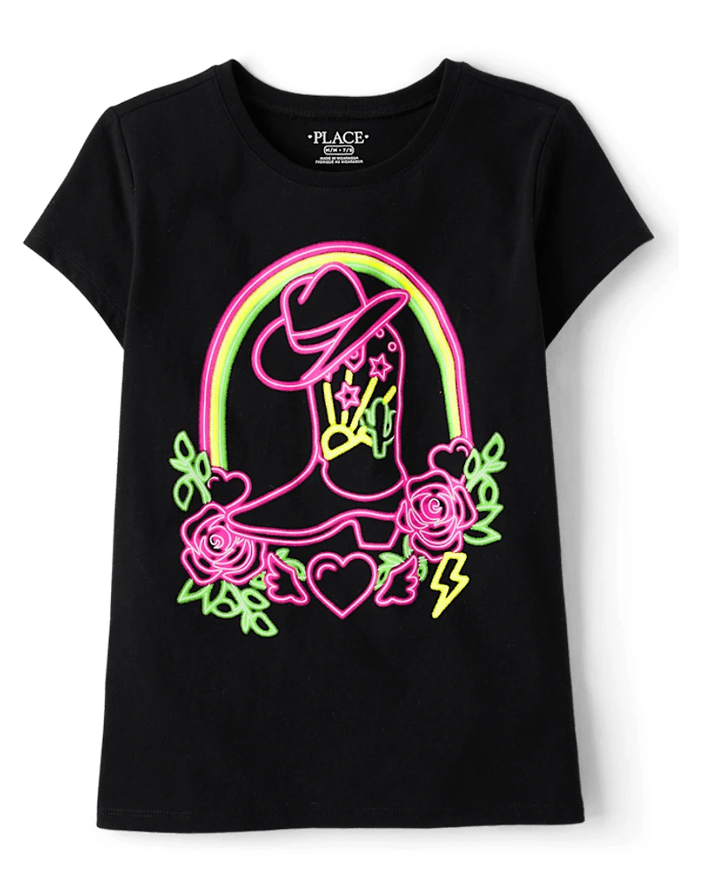 Girls Cowgirl Boot Graphic Tee