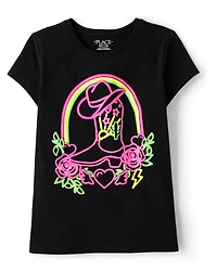 Girls Cowgirl Boot Graphic Tee