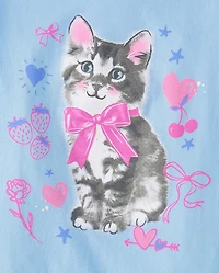 Girls Cat Bow Graphic Tee