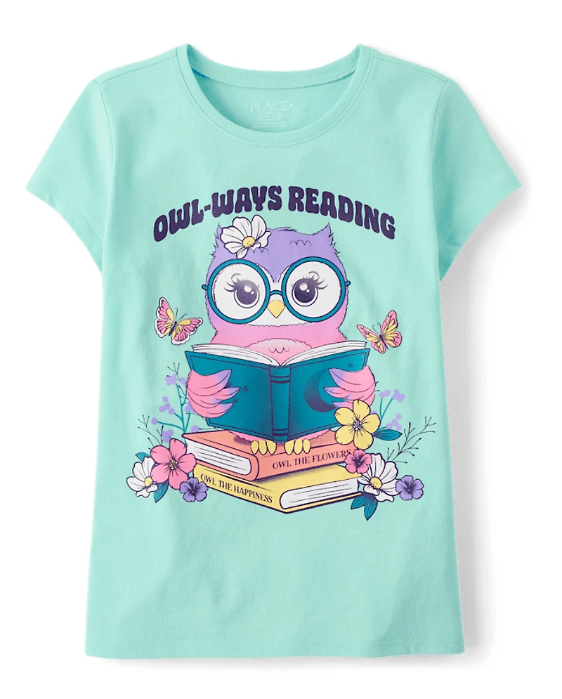 T-shirt graphique hibou pour filles