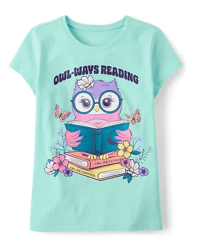 Girls Owl Reading Graphic Tee