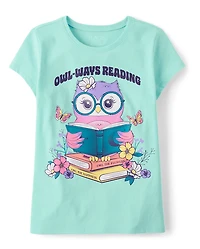 Girls Owl Reading Graphic Tee