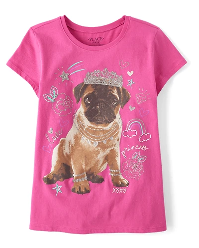 T-shirt graphique princesse chien pour fille