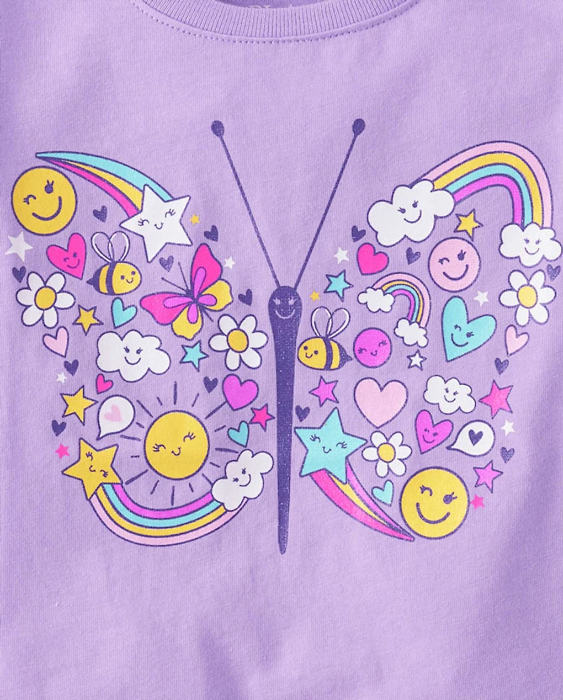 Baby And Toddler Girls Butterfly Icon Graphic Tee