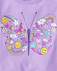 Baby And Toddler Girls Butterfly Icon Graphic Tee