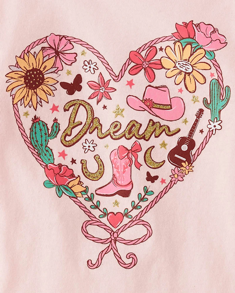Baby And Toddler Girls Western Heart Graphic Tee
