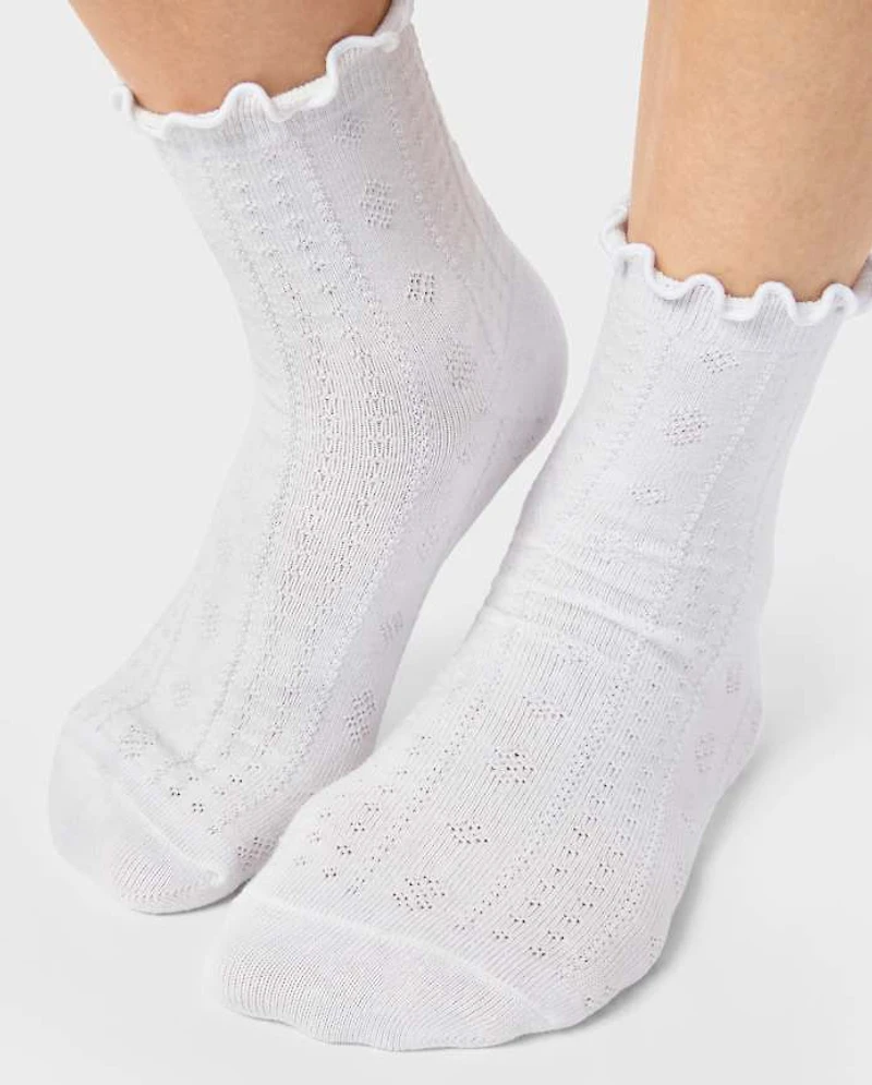 Girls Pointelle Ruffle Midi Socks 4-Pack