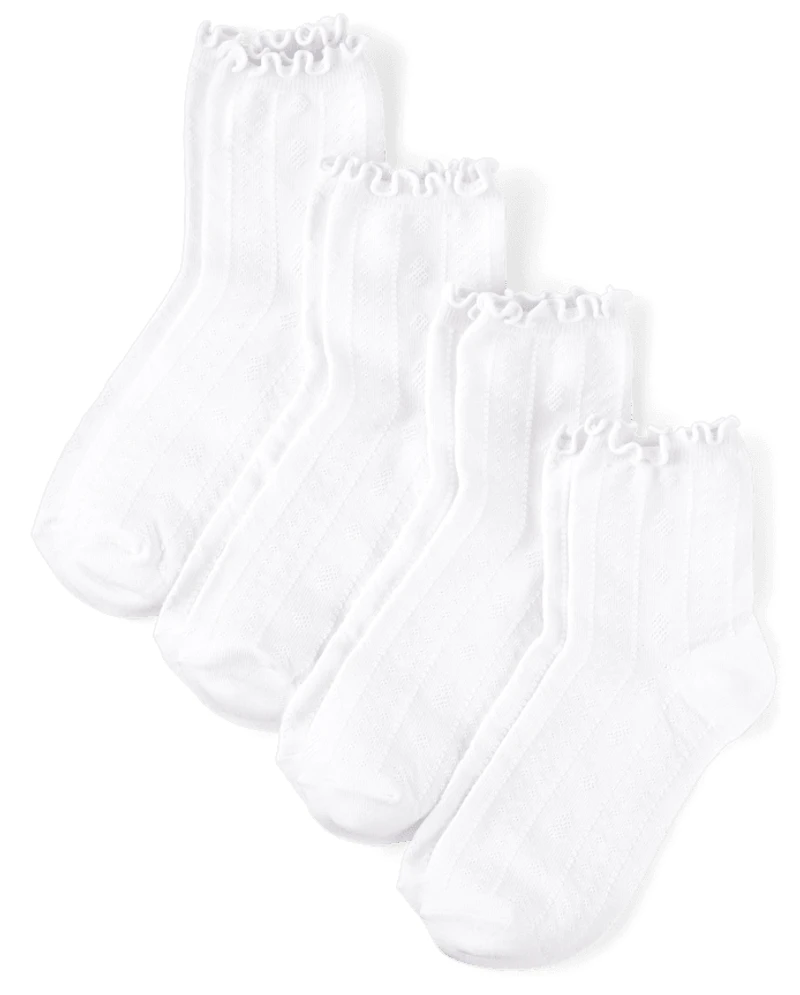 Girls Pointelle Ruffle Midi Socks 4-Pack