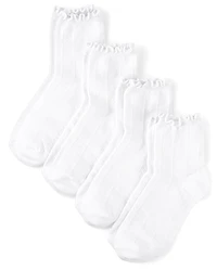 Girls Pointelle Ruffle Midi Socks 4-Pack