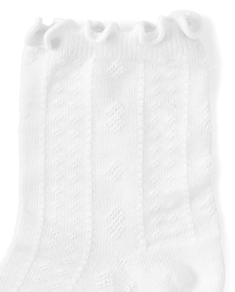 Girls Pointelle Ruffle Midi Socks 4-Pack