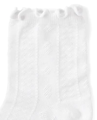 Girls Pointelle Ruffle Midi Socks 4-Pack