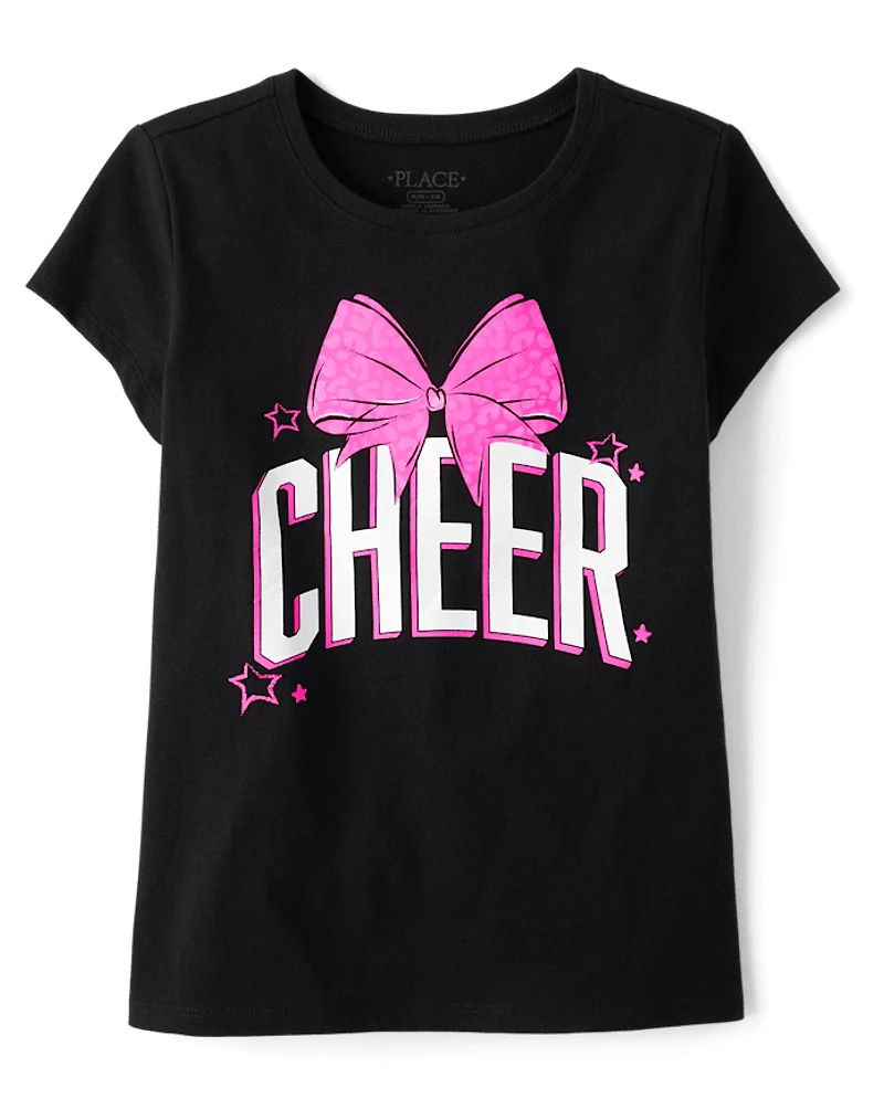 Girls Cheer Bow Graphic Tee