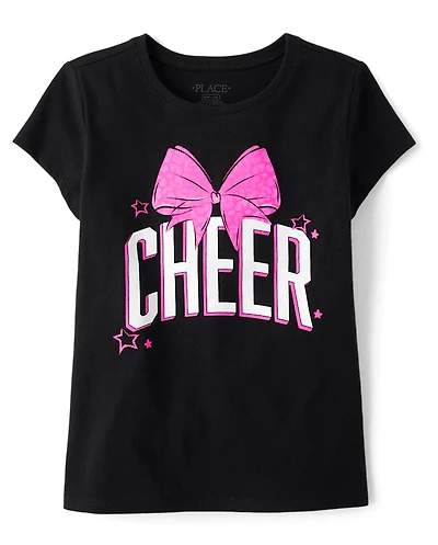 Girls Cheer Bow Graphic Tee