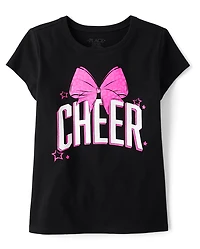 Girls Cheer Bow Graphic Tee