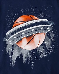 Boys Basketball Spaceship Graphic Tee