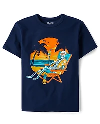 Boys Summerween Skeleton Beach Graphic Tee