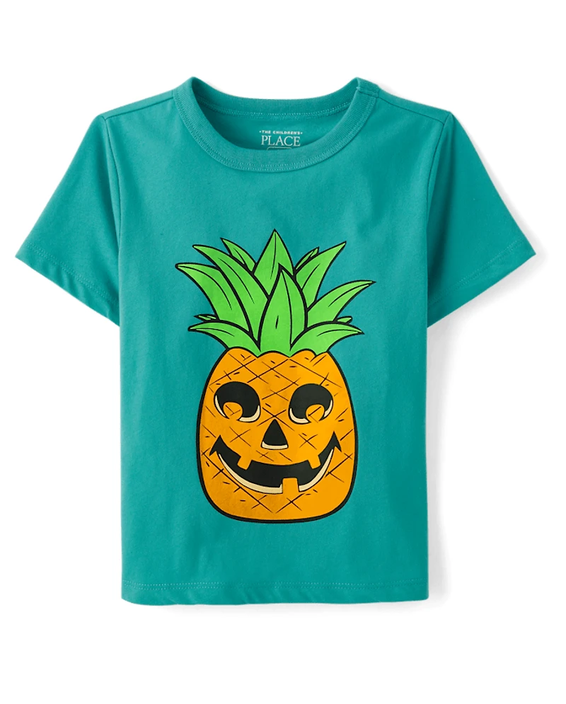 Baby And Toddler Boys Summerween Skull Pineapple Graphic Tee