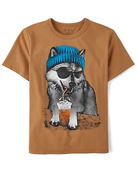 Boys Wolf Beanie Graphic Tee