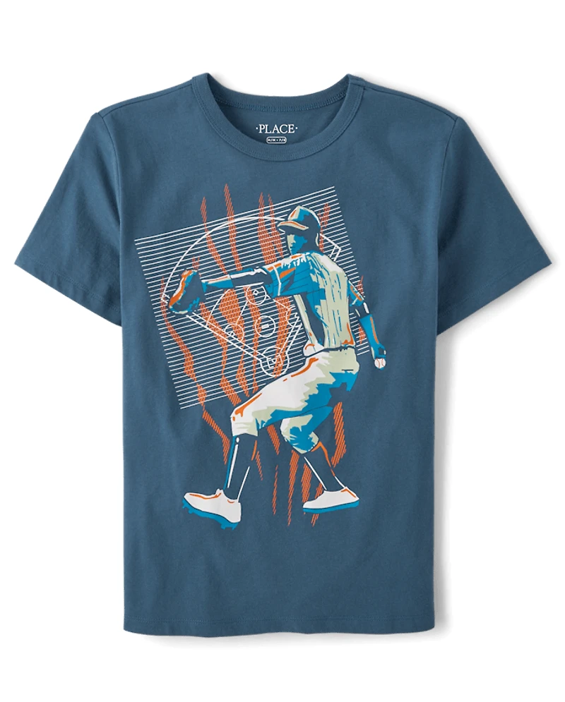 Boys Baseball Player Graphic Tee