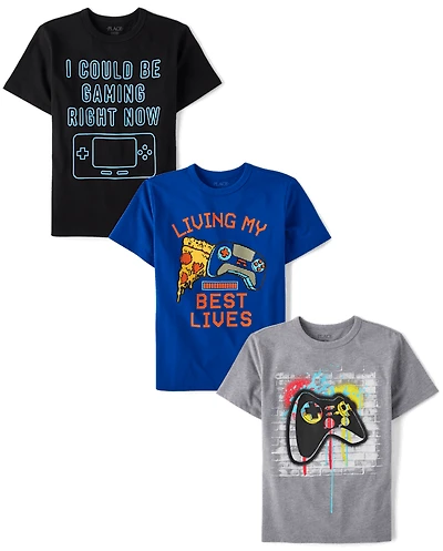 Lot de 3 t-shirts graphiques Gamer pour garçons