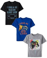 Lot de 3 t-shirts graphiques Gamer pour garçons