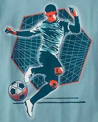 Boys Soccer Player Grid Graphic Tee