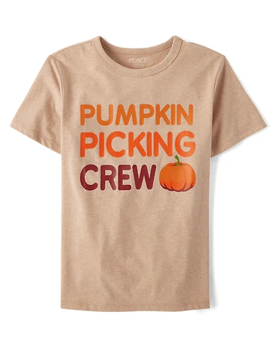 Kids Matching Family Pumpkin Picking Crew Graphic Tee