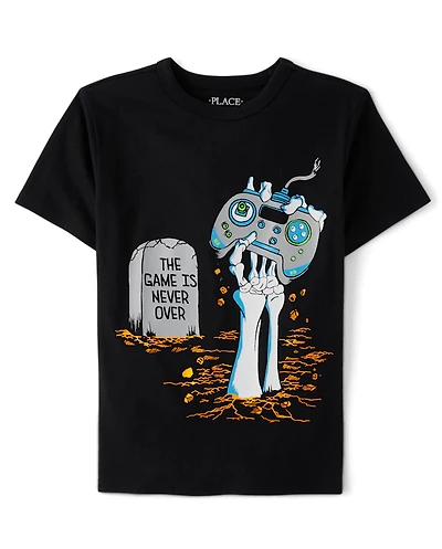 Boys Skeleton Gamer Graphic Tee