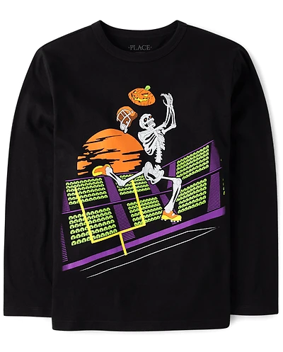 Boys Skeleton Football Player Graphic Tee