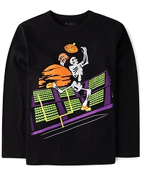 Boys Skeleton Football Player Graphic Tee