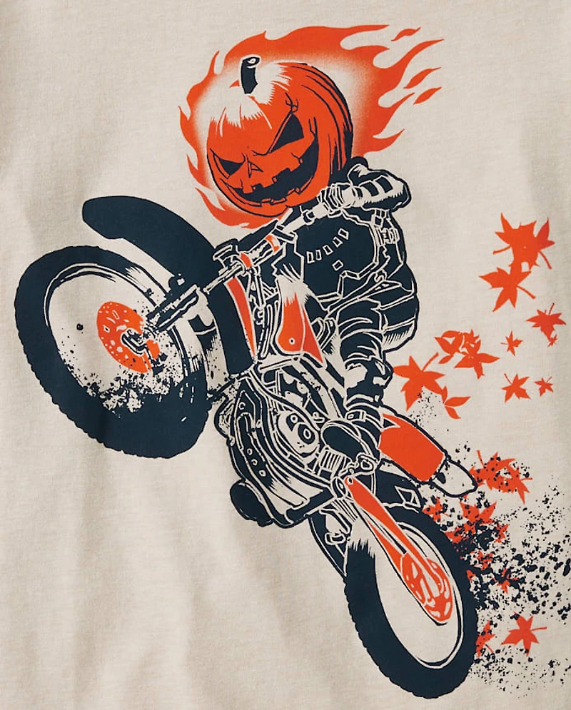 Boys Pumpkin Biker Graphic Tee