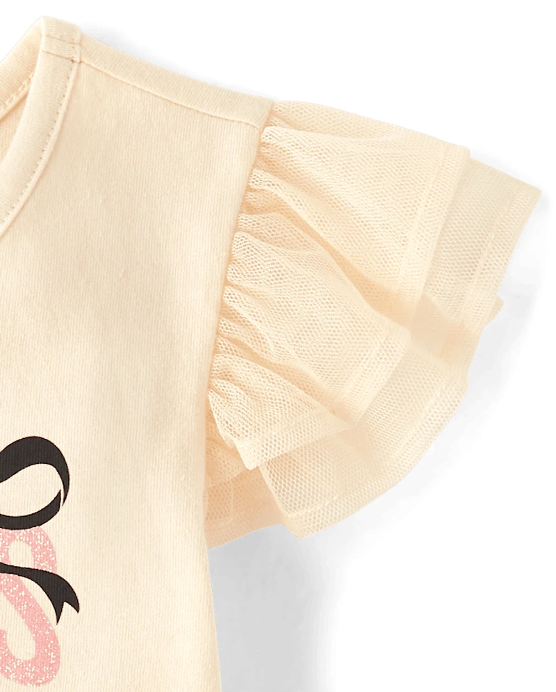 Baby And Toddler Girls Graphic Flutter Top