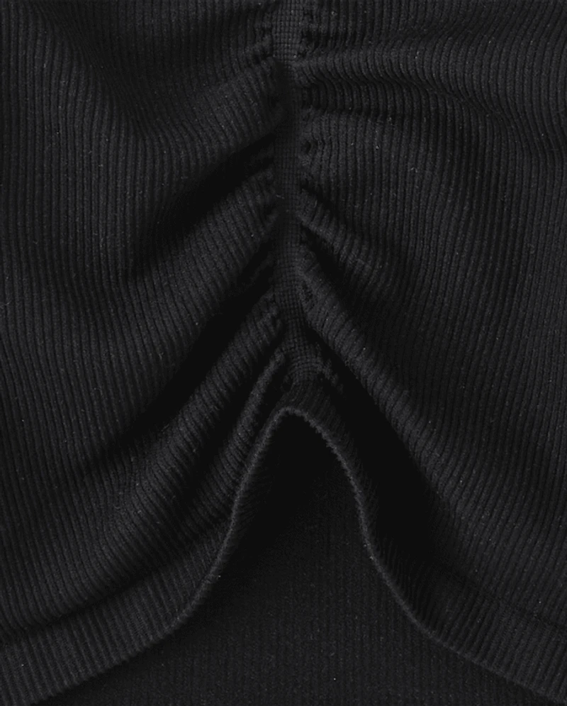 Haut froncé côtelé sans coutures pour fille