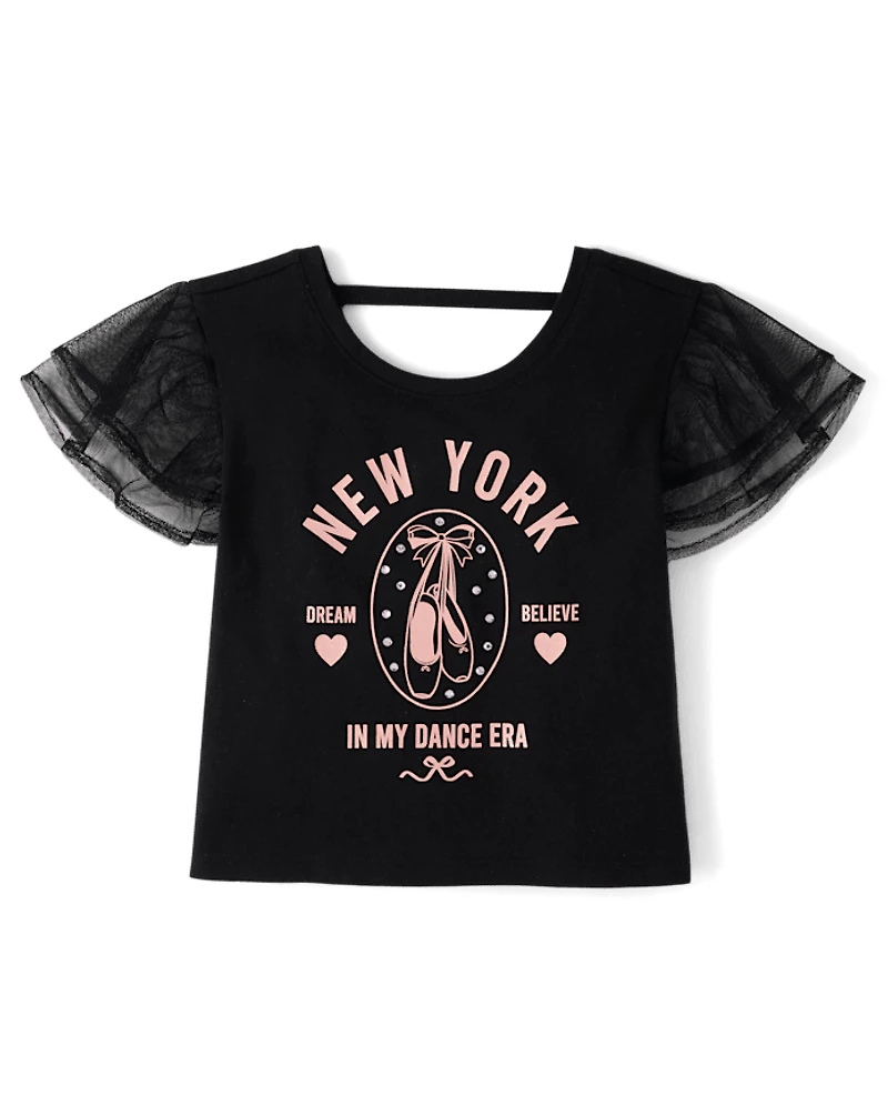 Girls Graphic Flutter Top