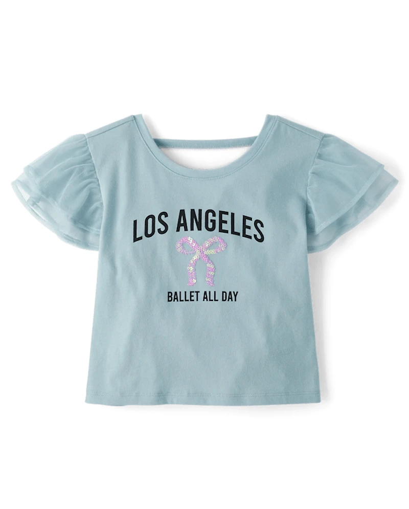 Girls Graphic Flutter Top