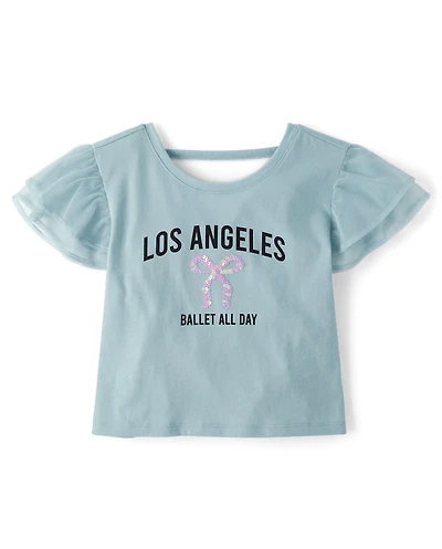 Girls Graphic Flutter Top