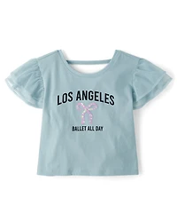 Girls Graphic Flutter Top