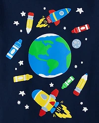 Toddler Boys Space School Supplies Graphic Tee