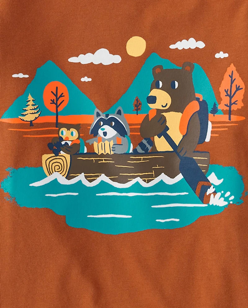 Baby And Toddler Boys Animal Boat Graphic Tee