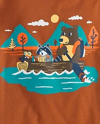 Baby And Toddler Boys Animal Boat Graphic Tee