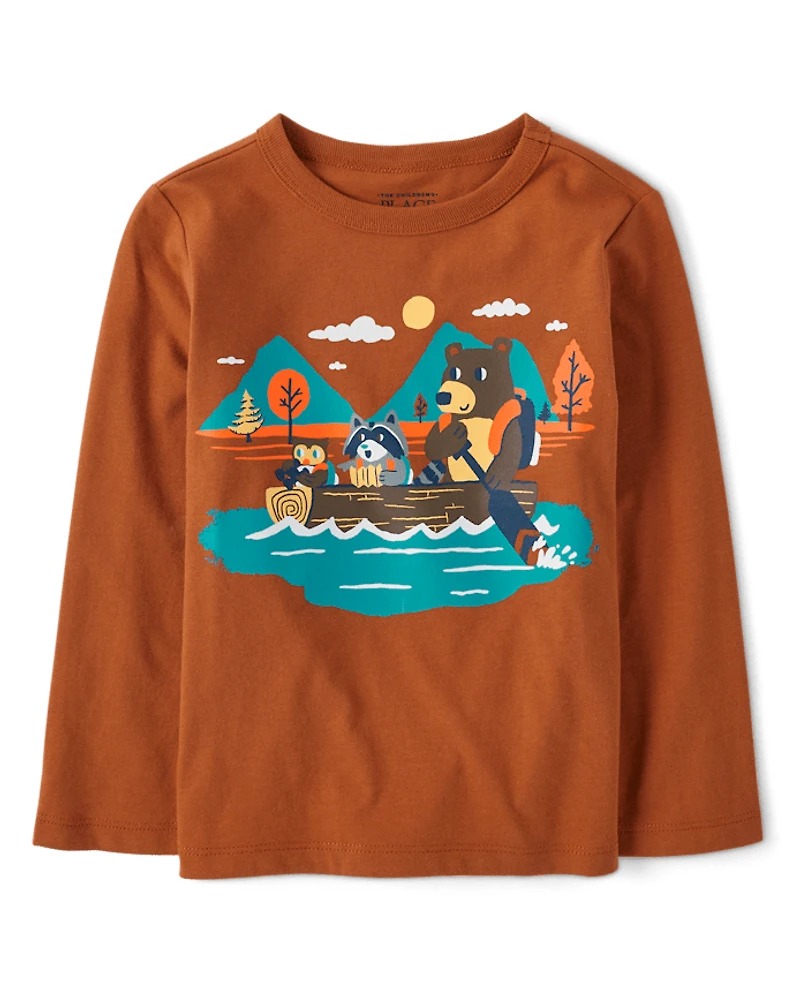 Baby And Toddler Boys Animal Boat Graphic Tee